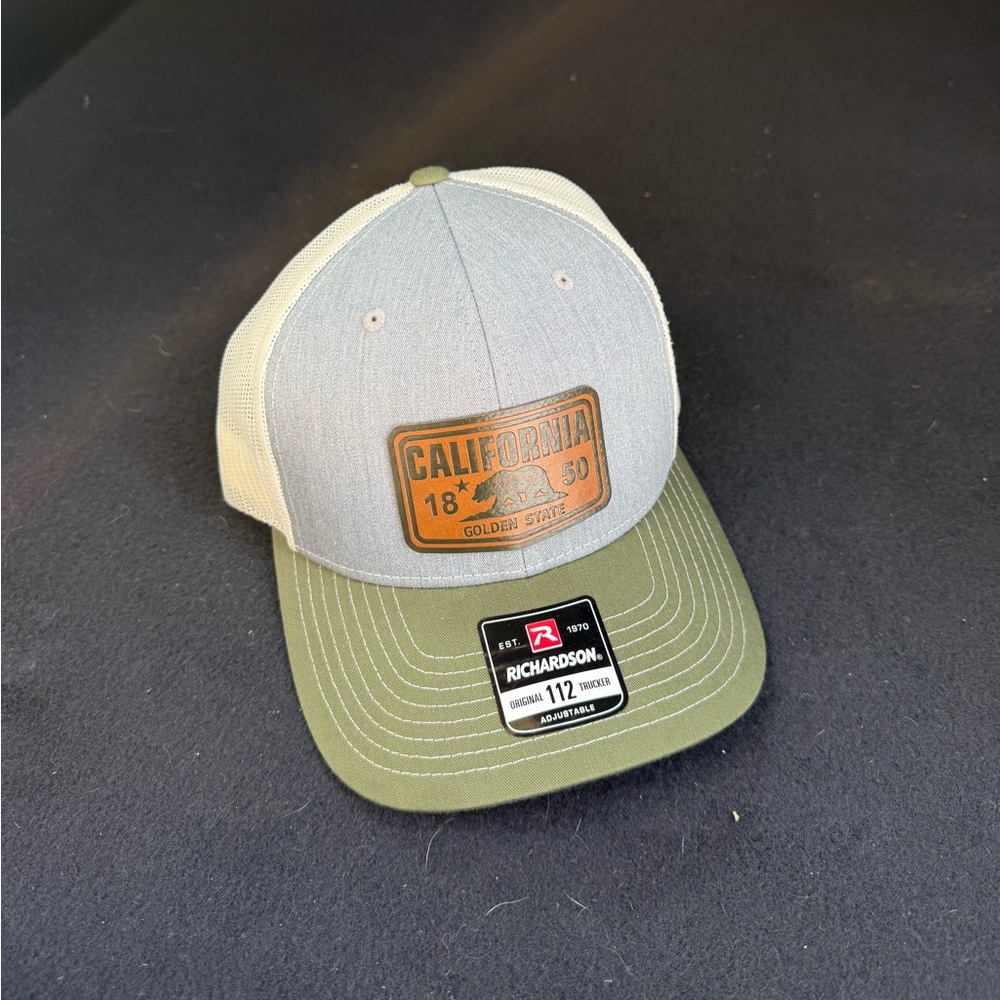 Gray and Green Snapback Hat with Adjustable Fit